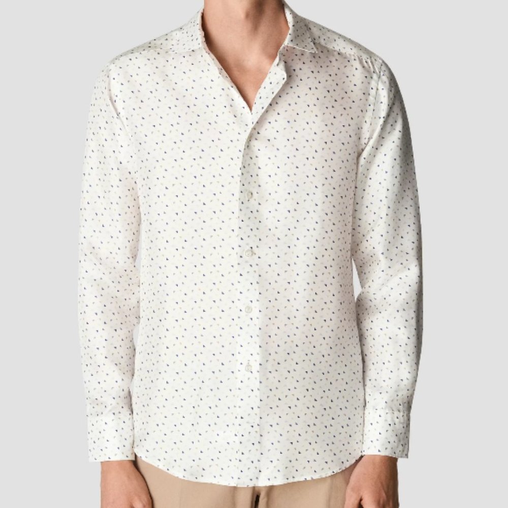 ETON Geometric Slim Fit Silk Dress Shirt